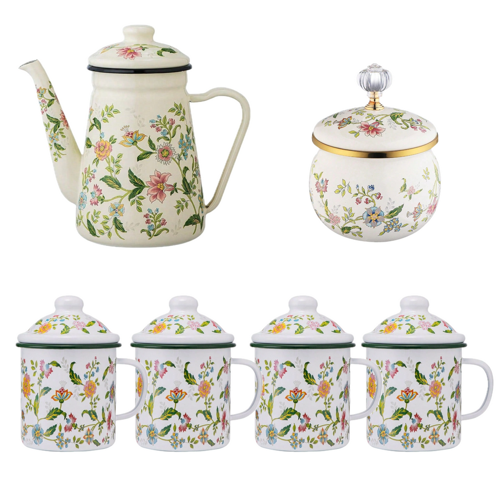 Floral Porcelain Coffee Set of 4 Bundle