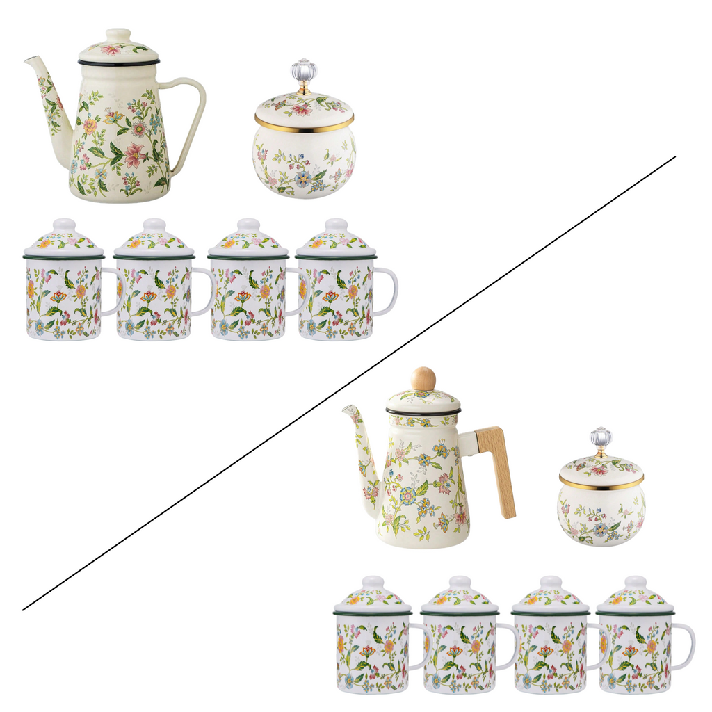 Floral Porcelain Coffee Set of 4 Bundle