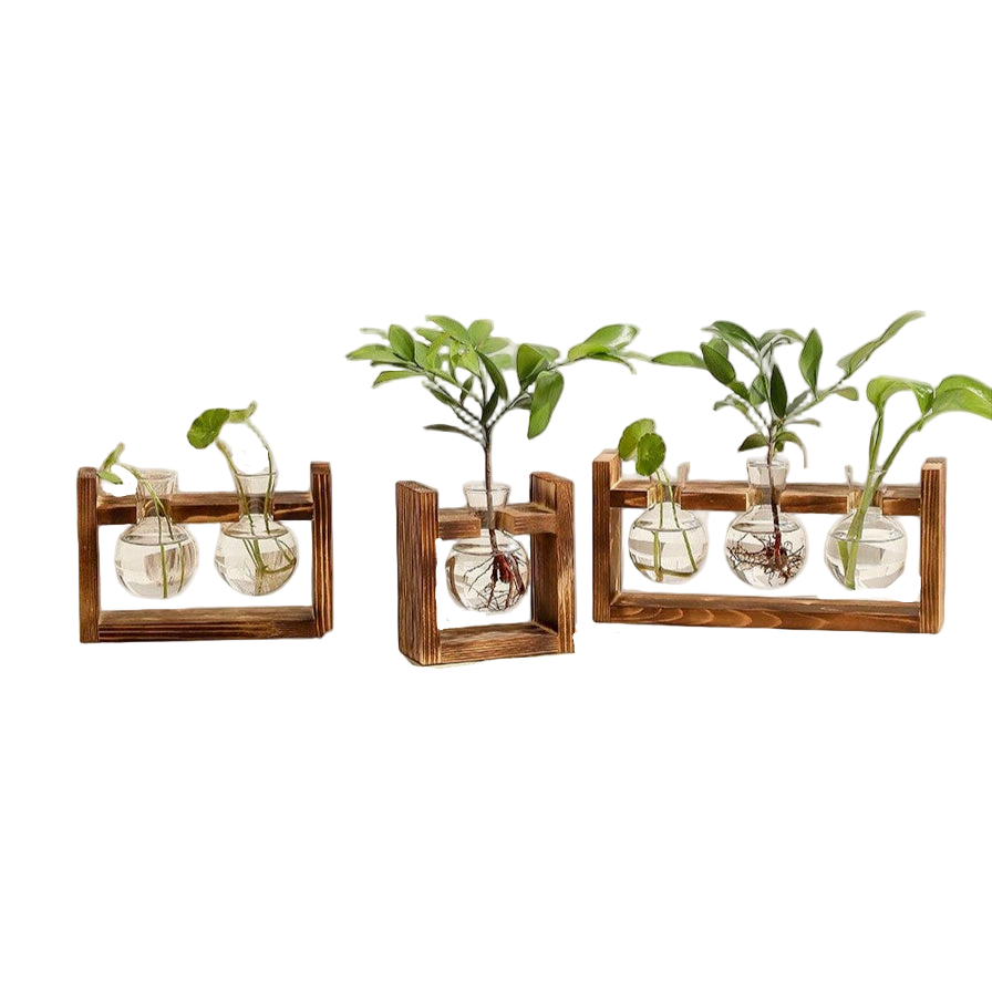 Flower Vase With Wooden Stand