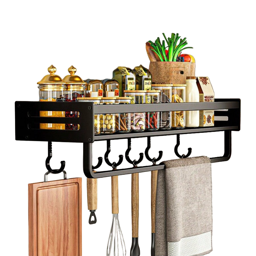 Black Wall Mounted Kitchen Shelf