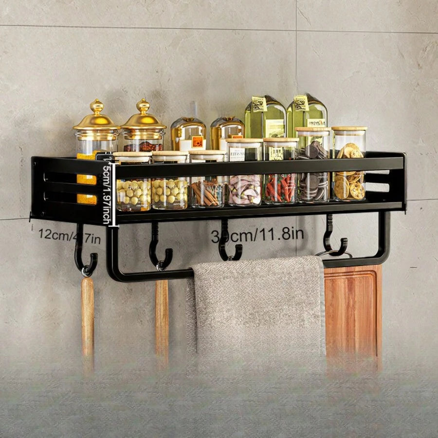 Black Wall Mounted Kitchen Shelf