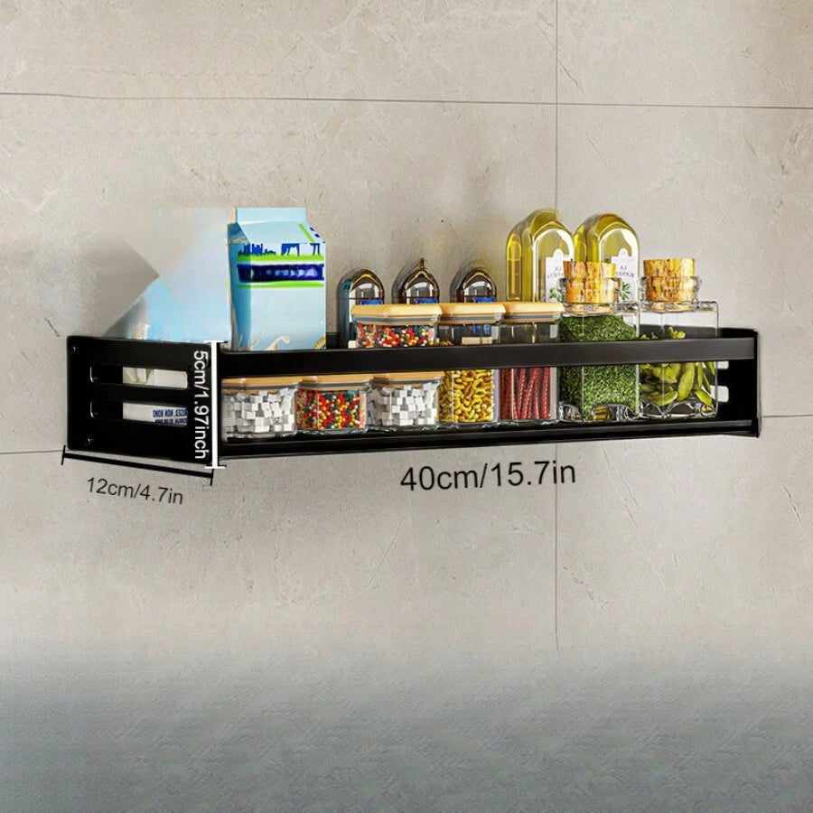Black Wall Mounted Kitchen Shelf