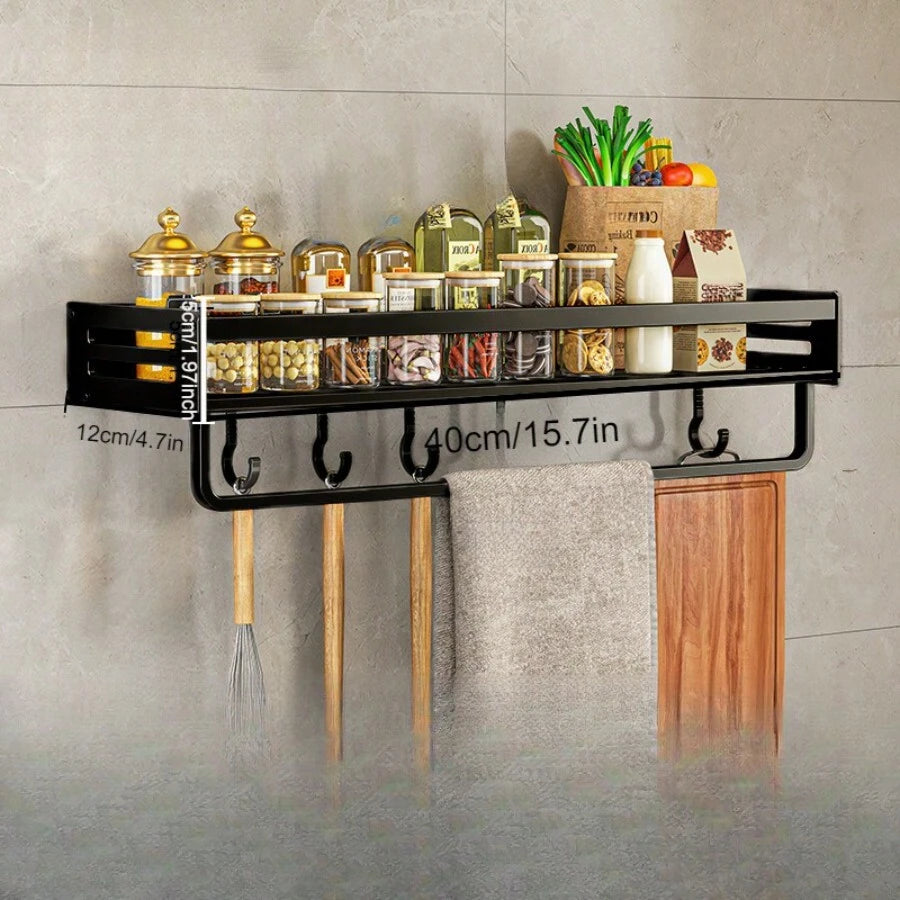 Black Wall Mounted Kitchen Shelf