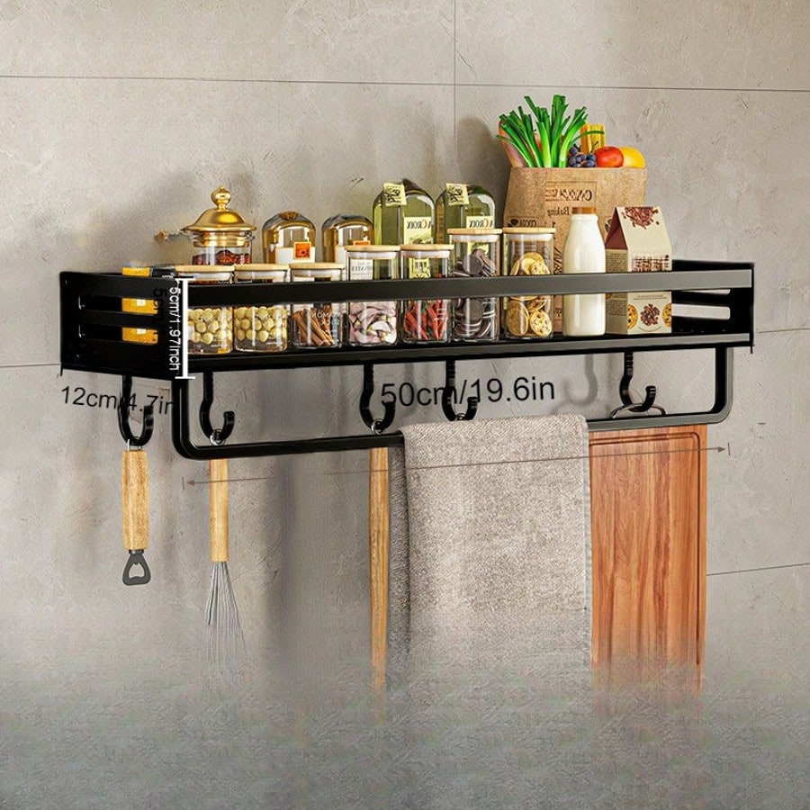 Black Wall Mounted Kitchen Shelf