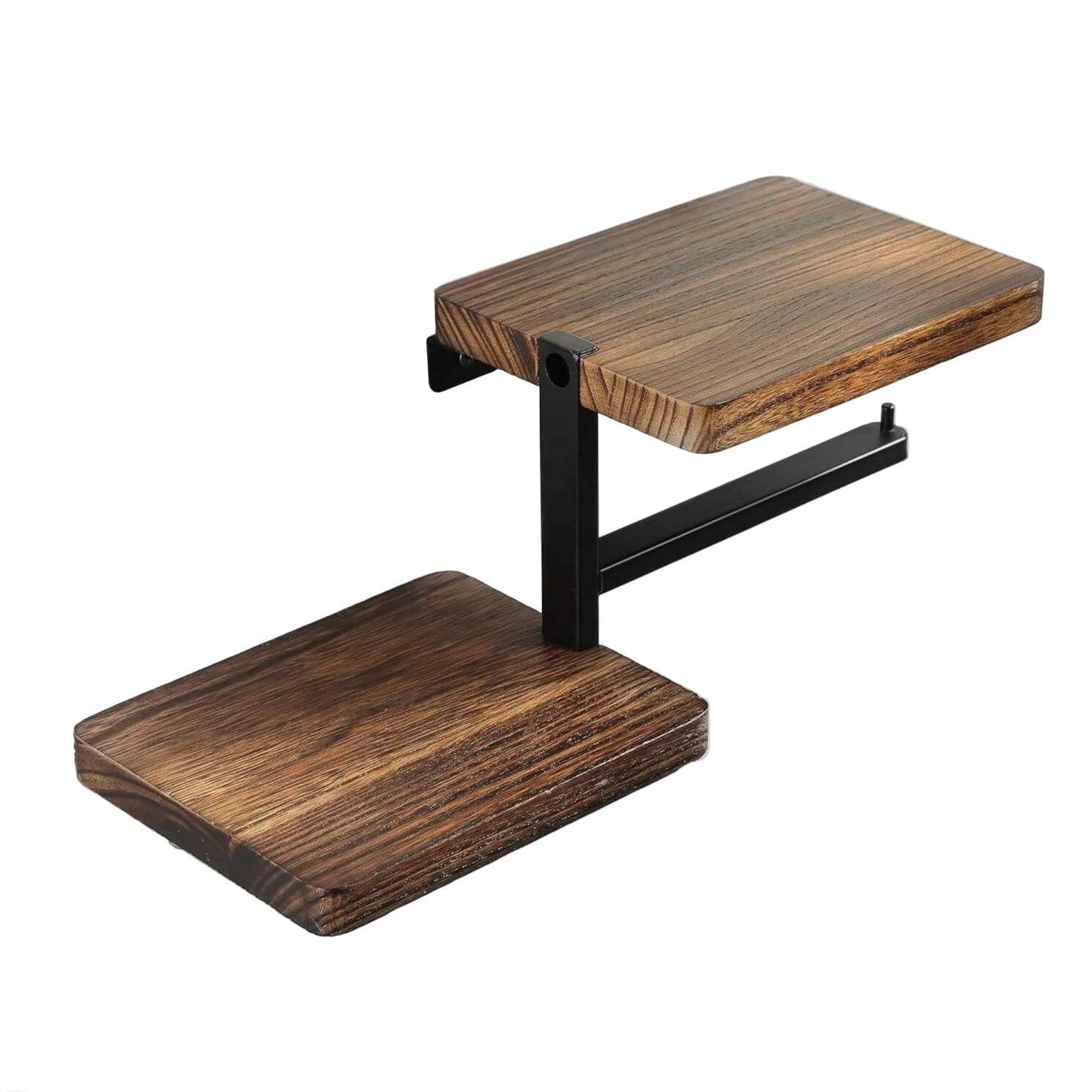 Offset Wood Wall Mounted Shelf w/ Accessory Hanger