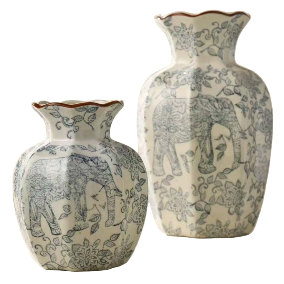 Small Ceramic Elephant Flower Vase