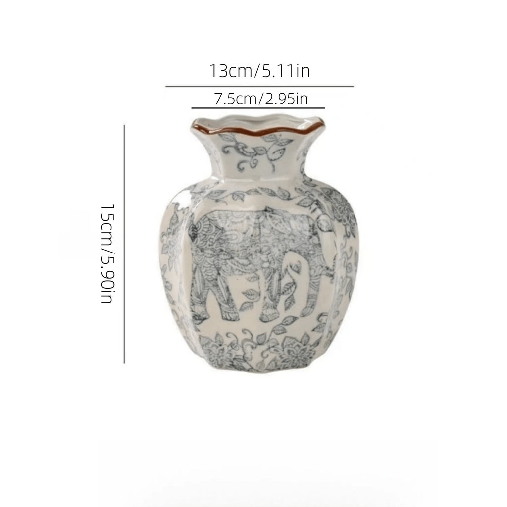 Small Ceramic Elephant Flower Vase