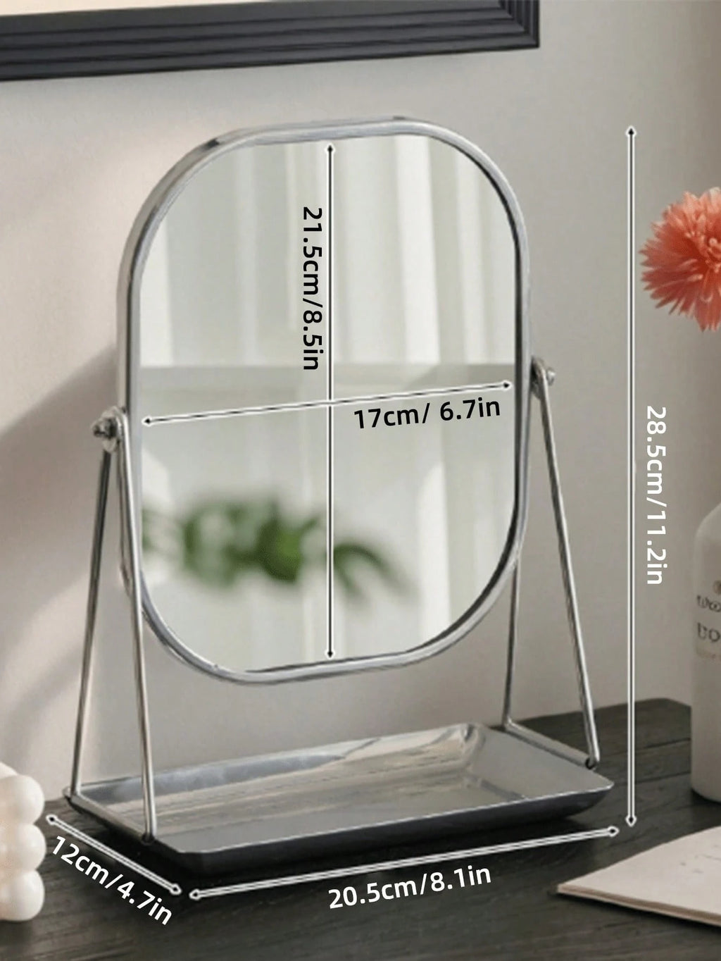 Metal Rotatable Mirror W/ Storage Tray