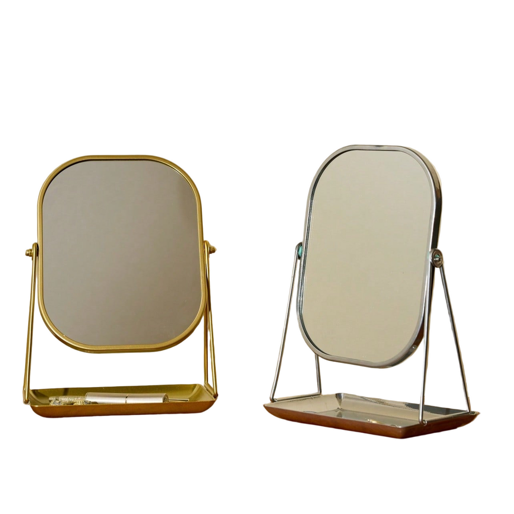 Metal Rotatable Mirror W/ Storage Tray