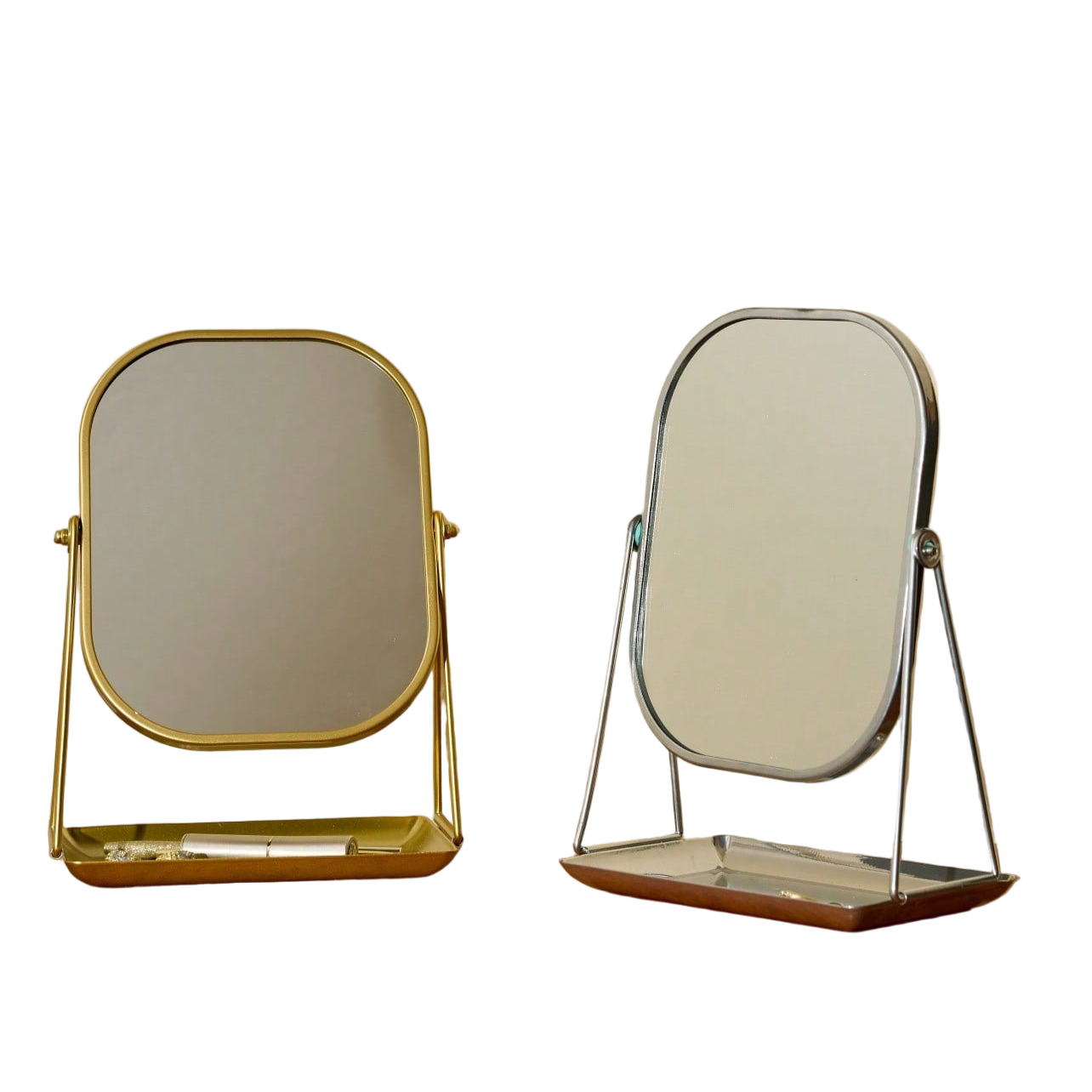 Metal Rotatable Mirror W/ Storage Tray