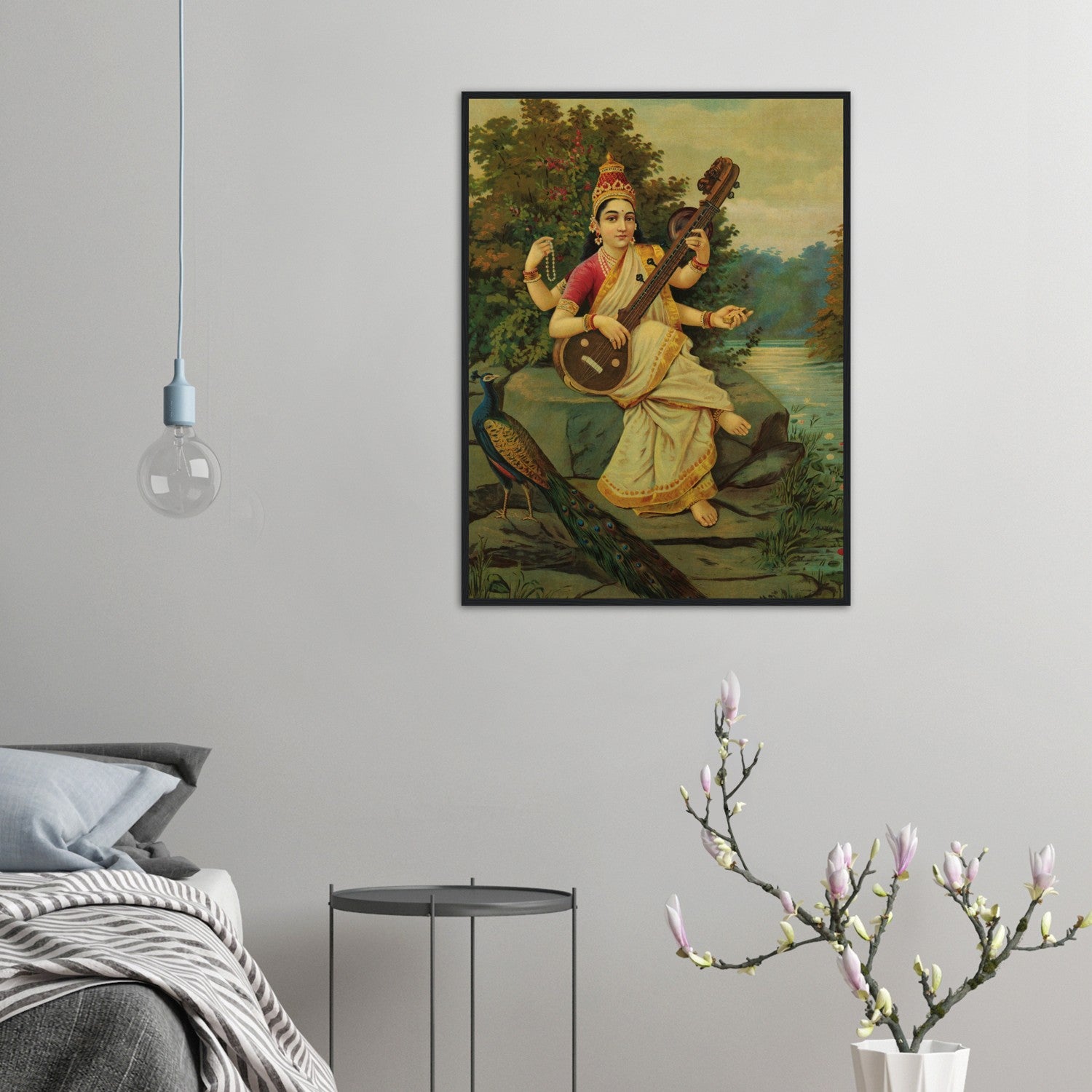 Saraswati & the Peacock Print