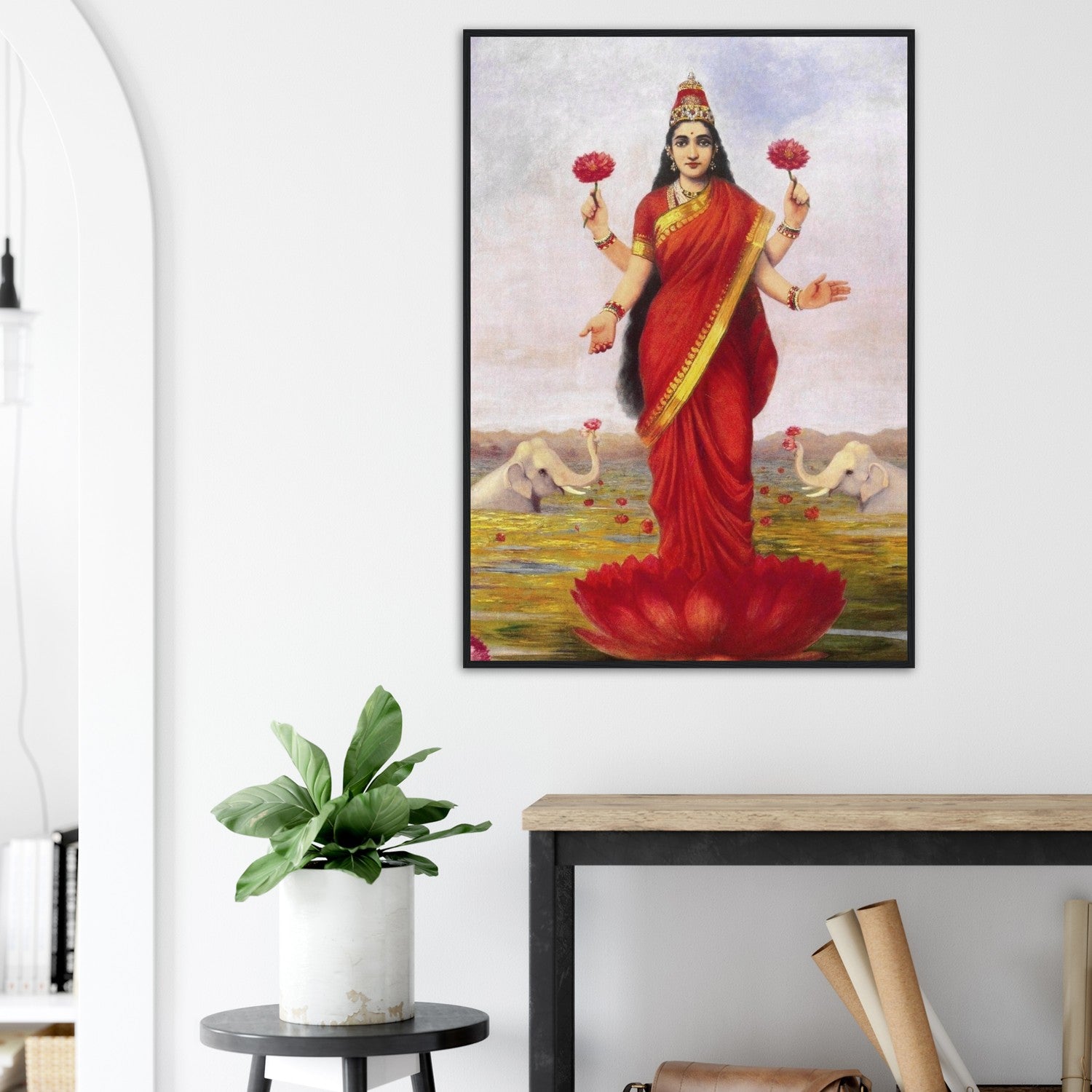 Lakshmi Red Lotus Print