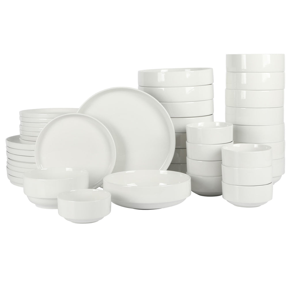 40-Piece Porcelain Dinnerware Set for 8 - Stackable Plates and Bowls