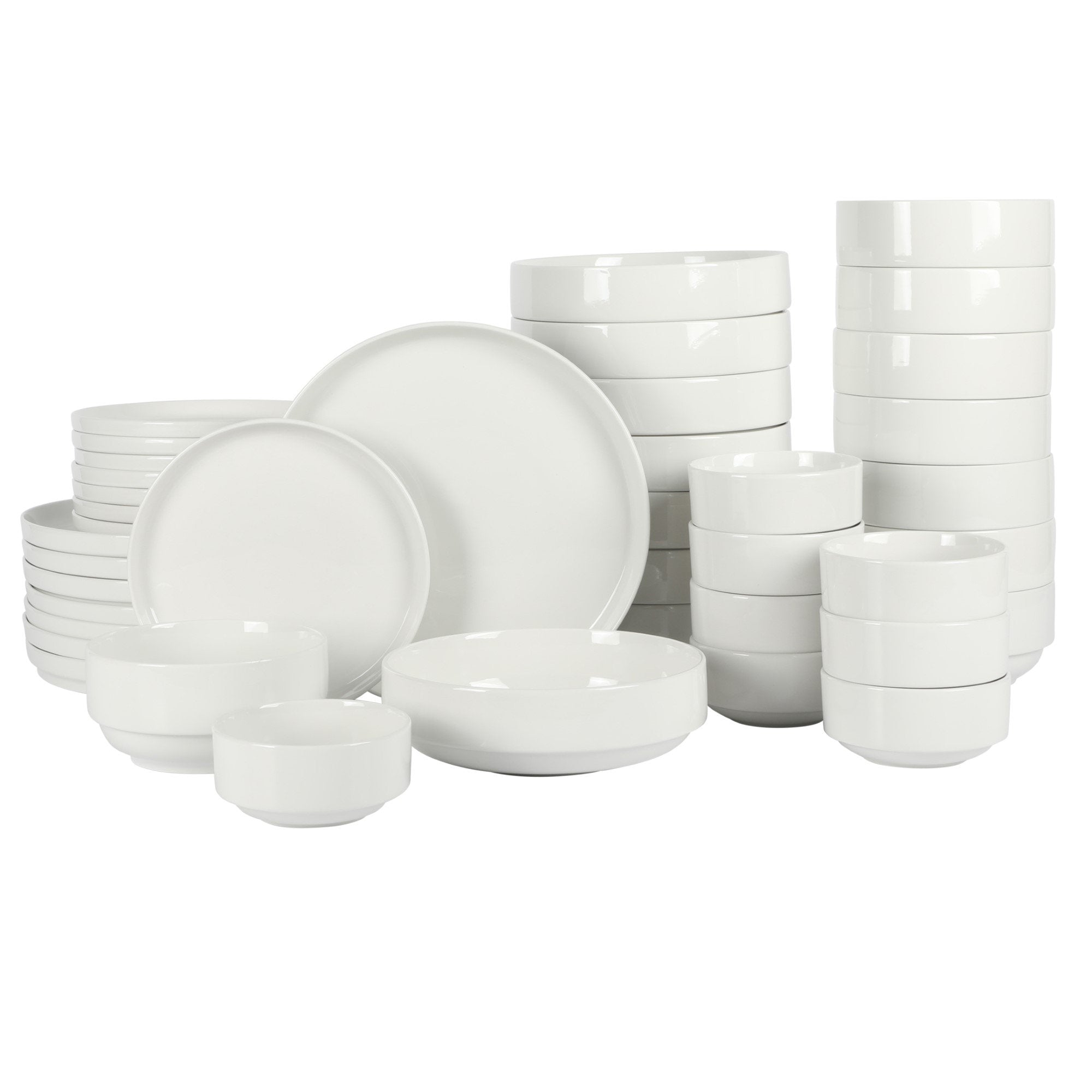 40-Piece Porcelain Dinnerware Set for 8 - Stackable Plates and Bowls