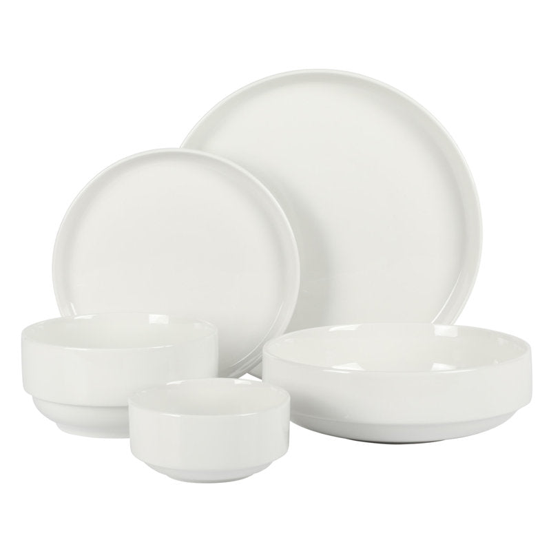 40-Piece Porcelain Dinnerware Set for 8 - Stackable Plates and Bowls