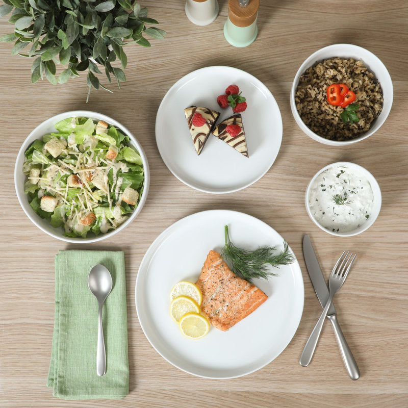 40-Piece Porcelain Dinnerware Set for 8 - Stackable Plates and Bowls