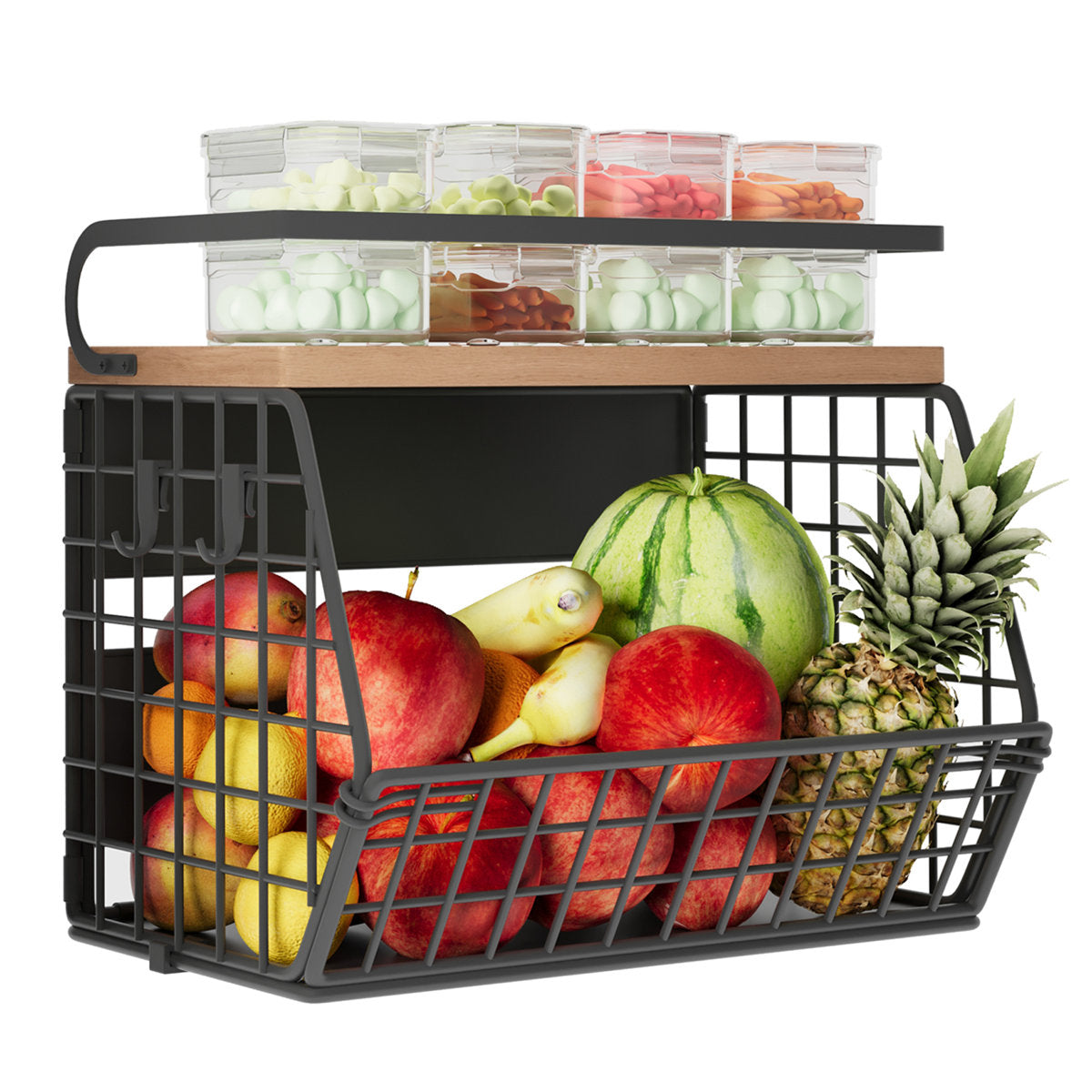 Magnetic Rack Organizer with Wood top shelf