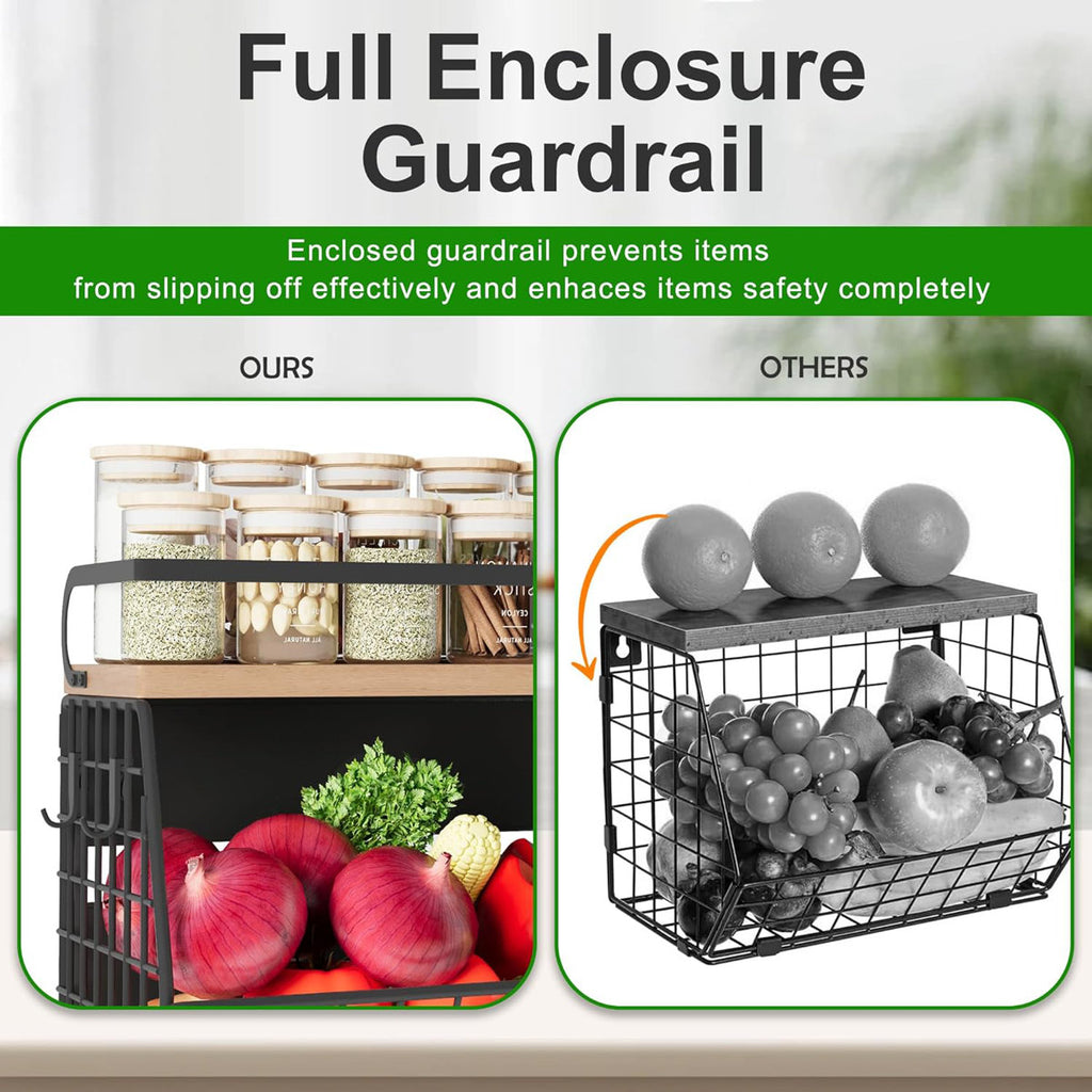 Magnetic Rack Organizer with Wood top shelf