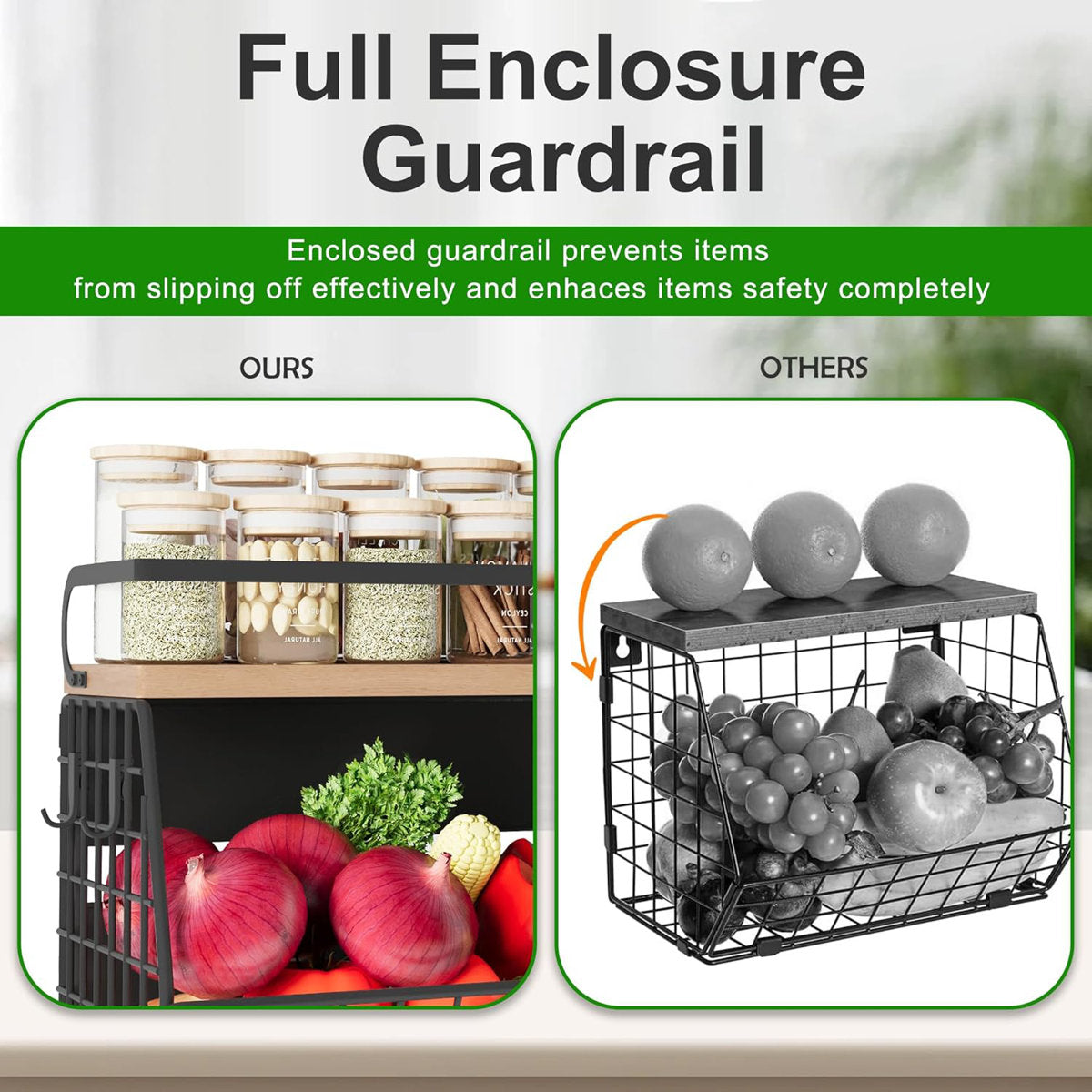 Magnetic Rack Organizer with Wood top shelf