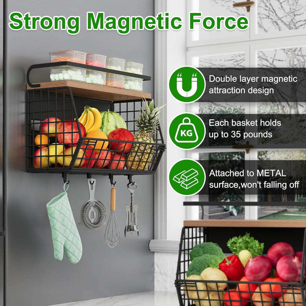 Magnetic Rack Organizer with Wood top shelf