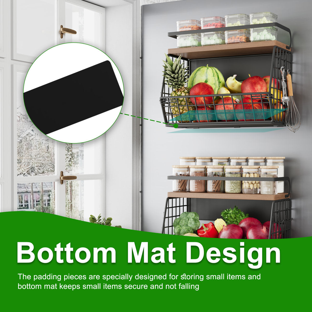 Magnetic Rack Organizer with Wood top shelf