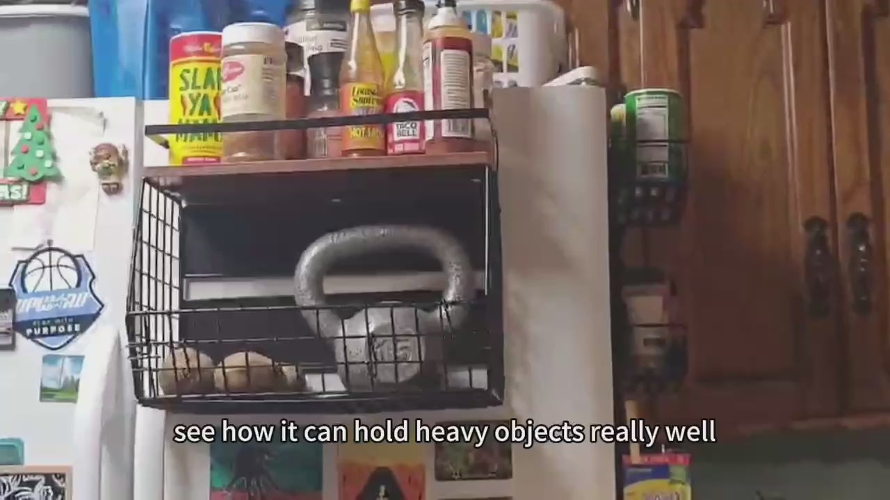 Magnetic Rack Organizer with Wood top shelf