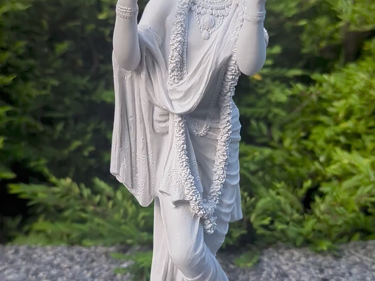 All White Lord Krishna Resin Statue